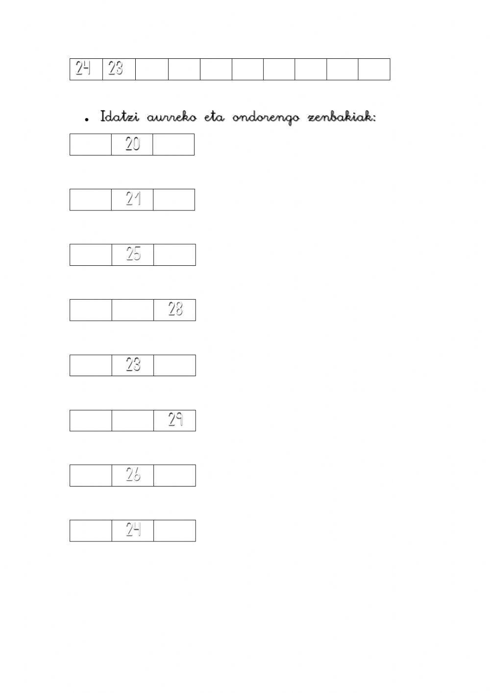 Zenbakiak 20-30 Zenbakiak 20-30