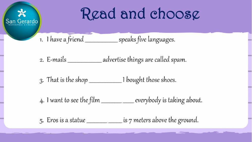 Relative pronouns