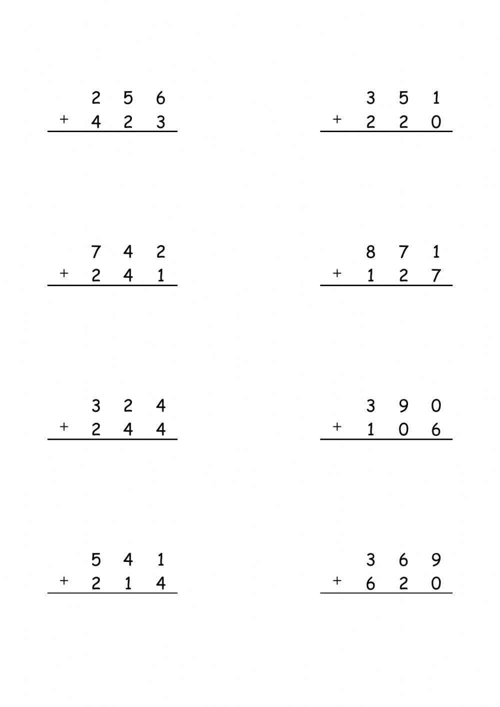 Sumas de dos sumandos