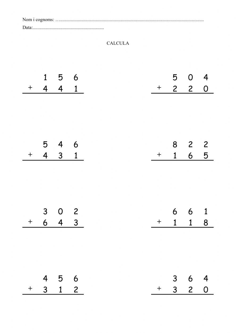 Sumas de dos sumandos
