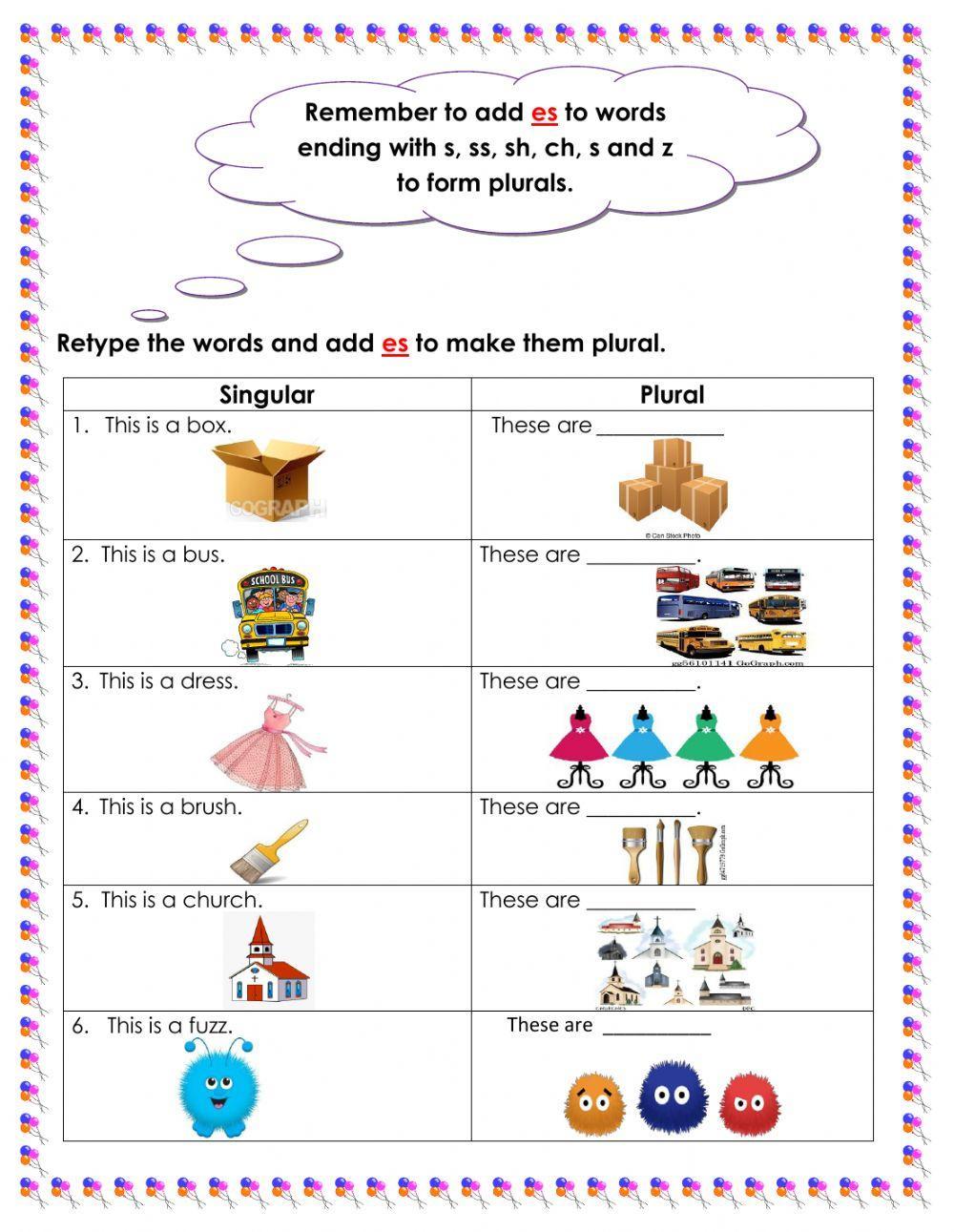 Plural nouns with es