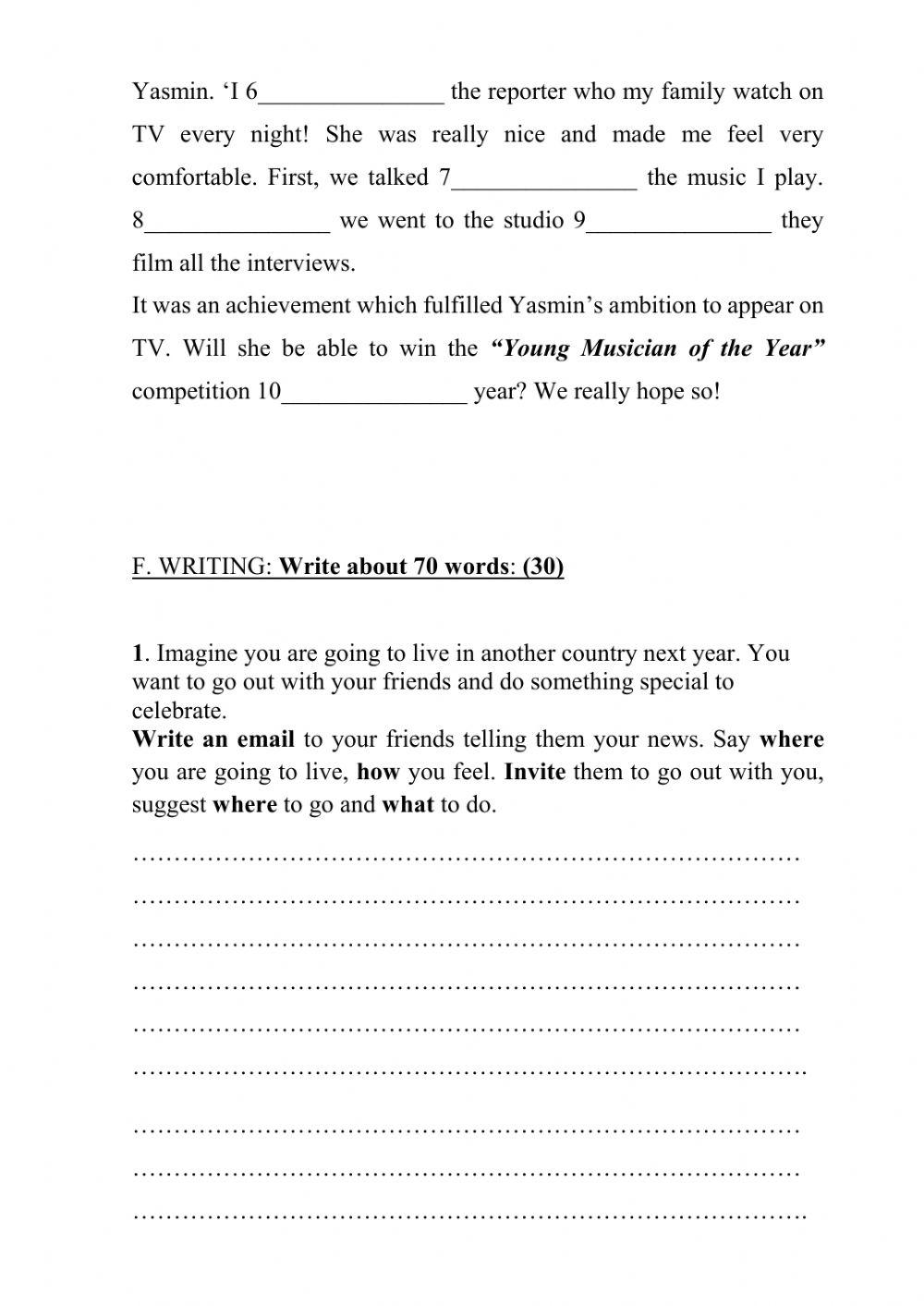 Adults- Intermediate Final Exam