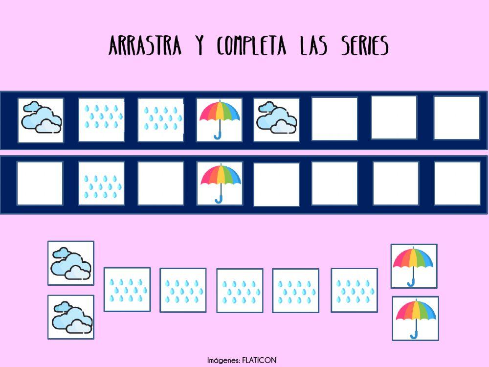 Arrastra y completa la serie