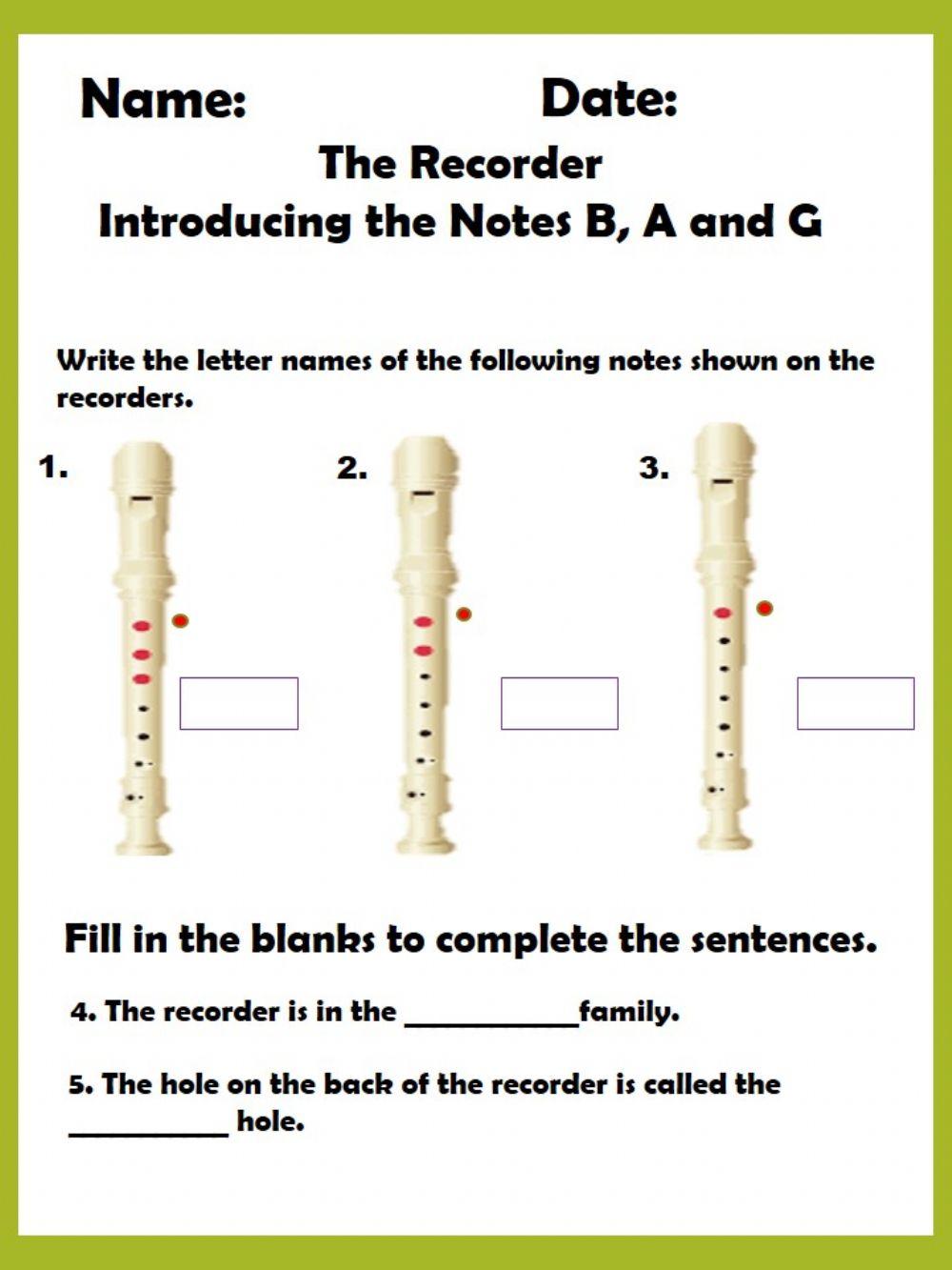 Introducing Recorder: Notes B, A, G