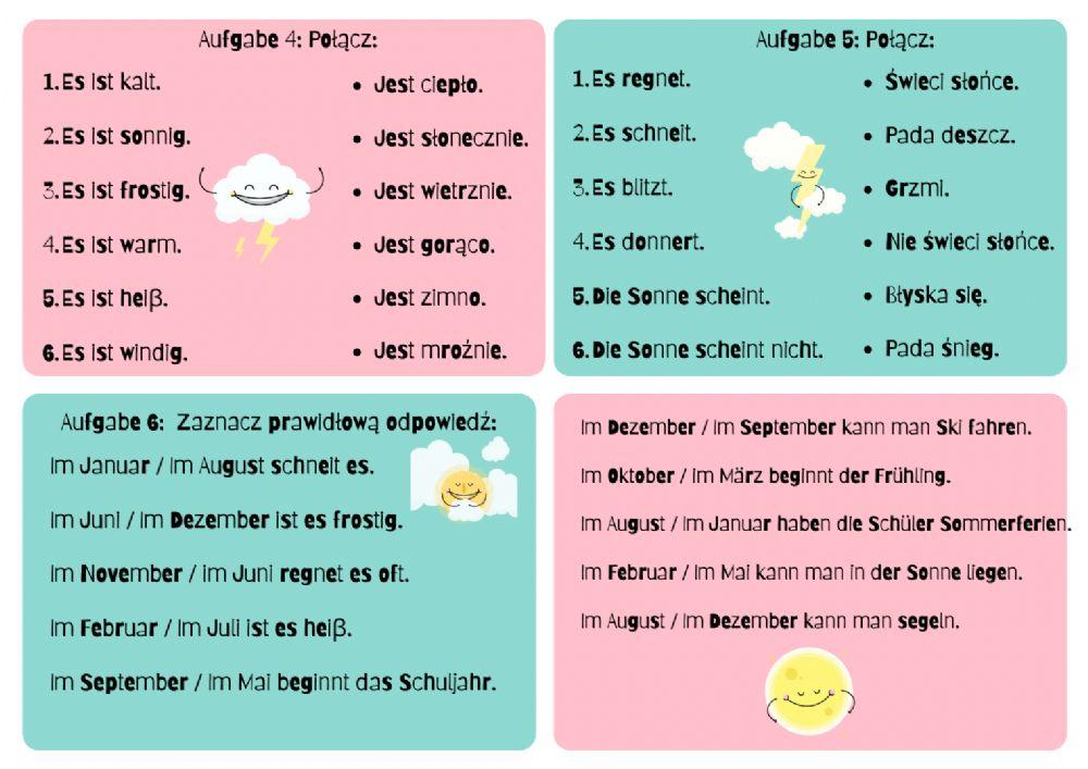 Wetter, Monate, Jahreszeiten