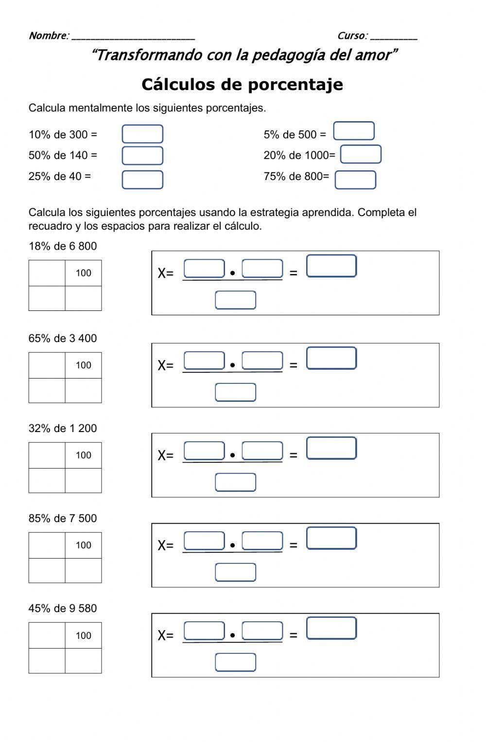Cálculo de porcentaje