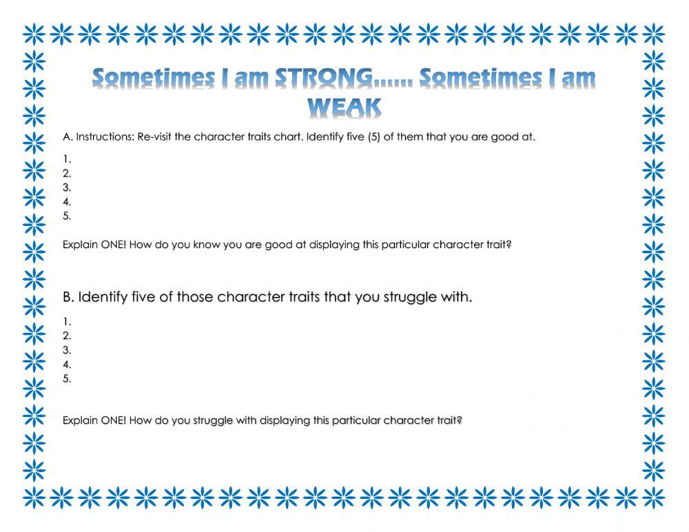 Identifying Strengths Worksheet