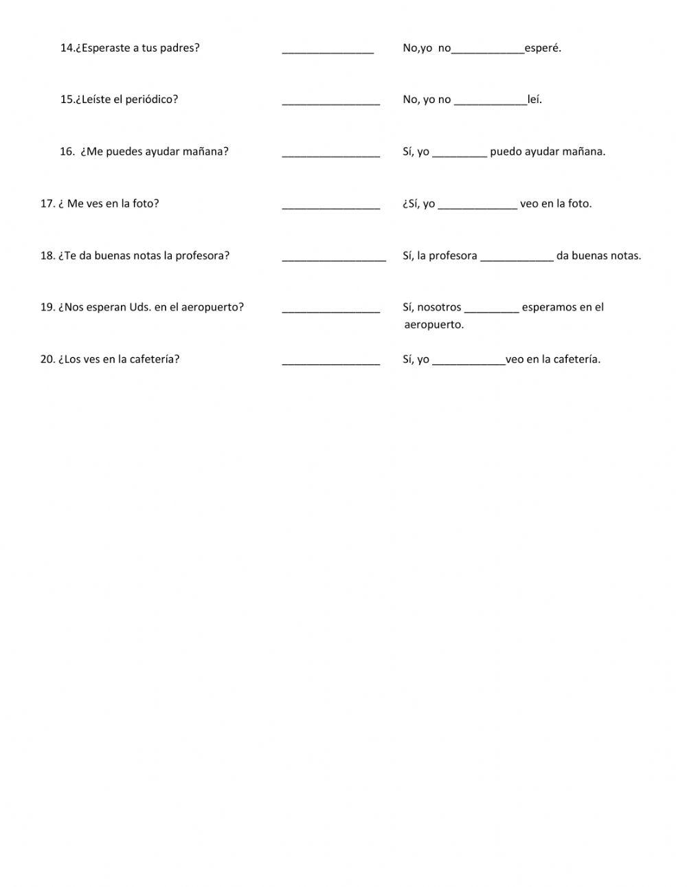 Direct Object Pronouns