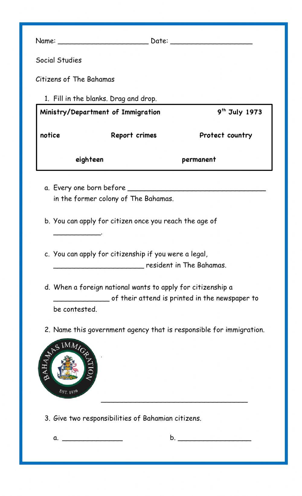 Citizens of The Bahamas (corrected)