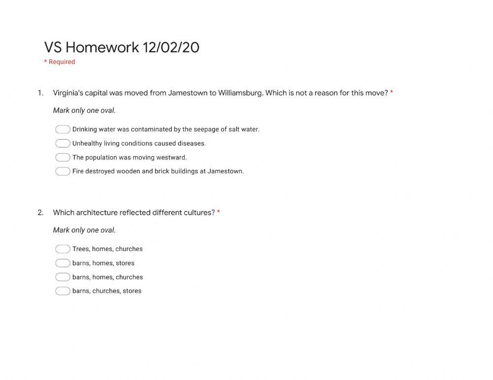 Virginia Studies Homework 12-02-20