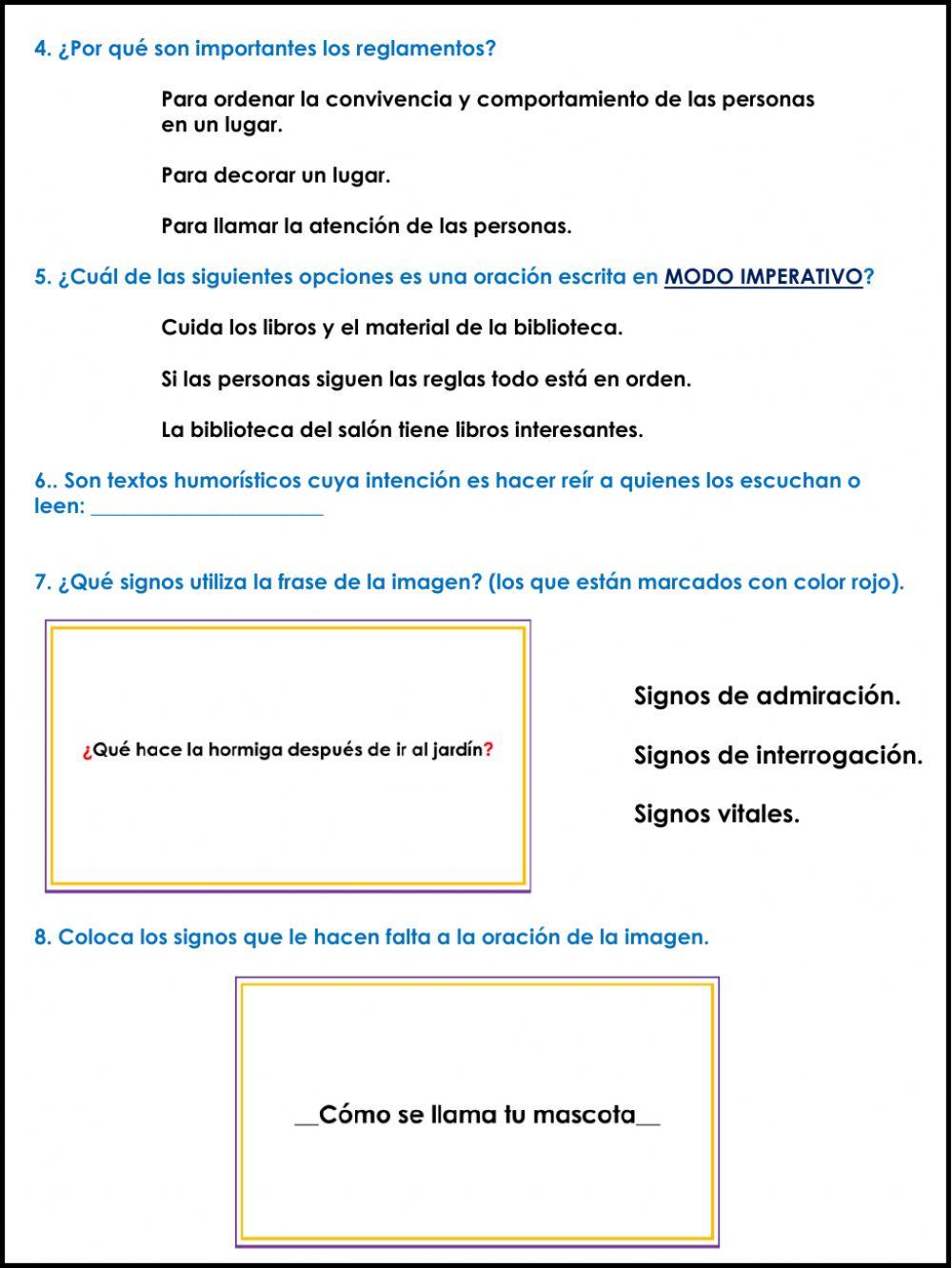 Examen de Español 1er trimestre
