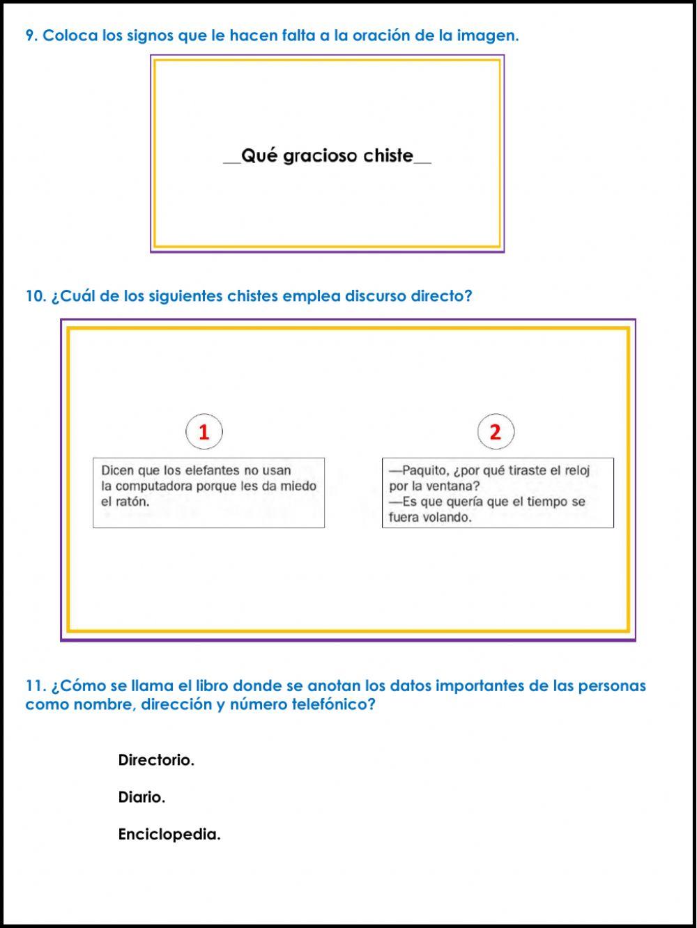 Examen de Español 1er trimestre