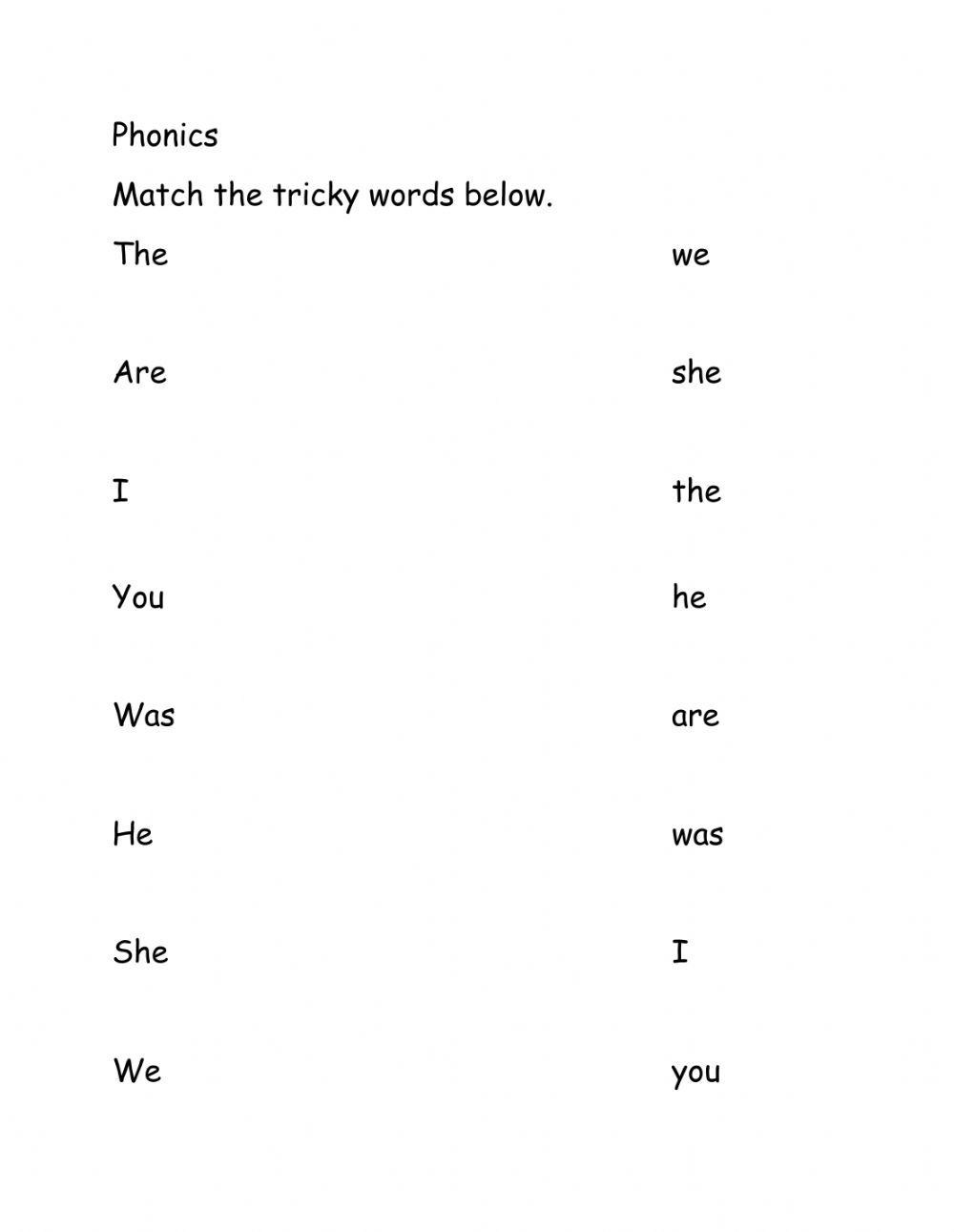 Phonics - Tricky Words