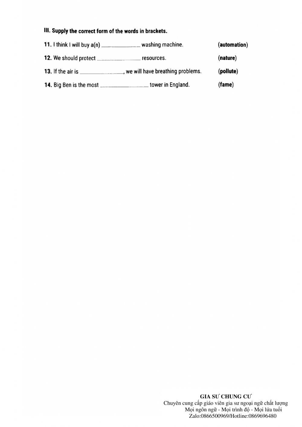 Lớp 6 - Bài kiểm tra 15' (test 24 luyện giải)
