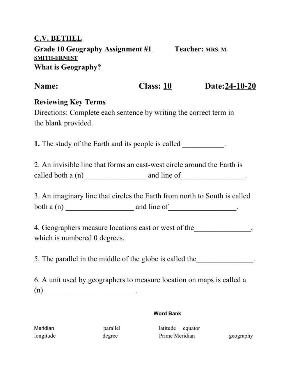 What is Geography? online exercise for | Live Worksheets