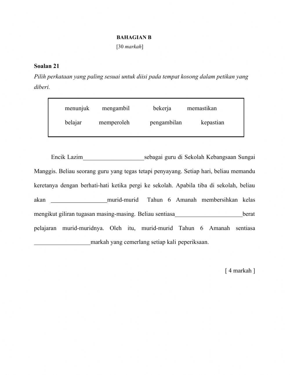 Bm pemahaman bahagian b