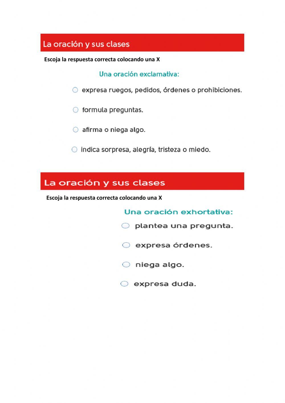 La oración y sus clases.