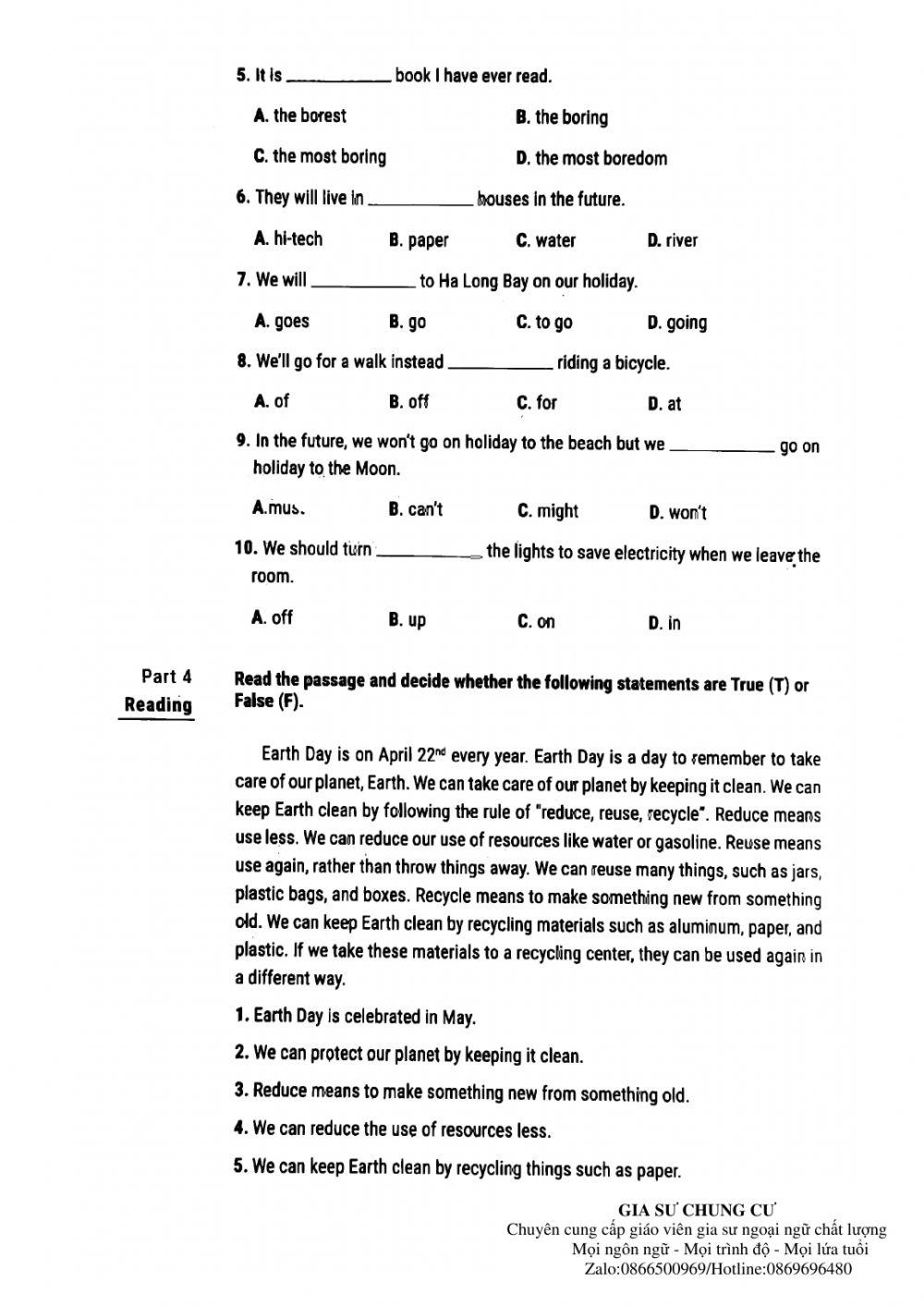 Lớp 6 - Bài kiểm tra 15' (test 25 luyện giải)
