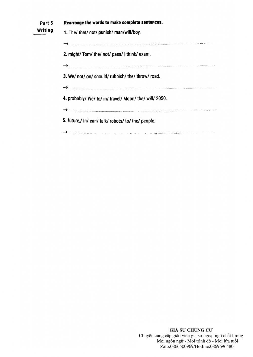 Lớp 6 - Bài kiểm tra 15' (test 25 luyện giải)