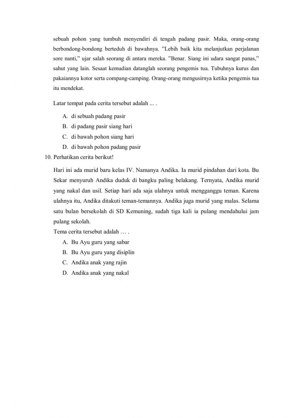 PAS Tema 4 Bahasa Indonesia