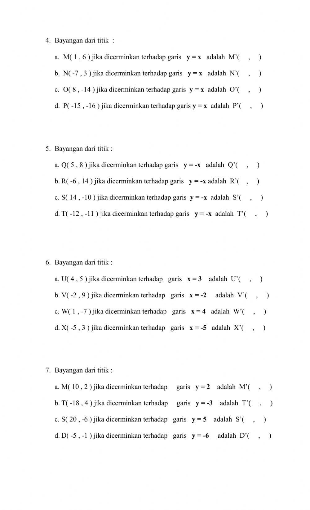TRANSFORMASI Latihan 1
