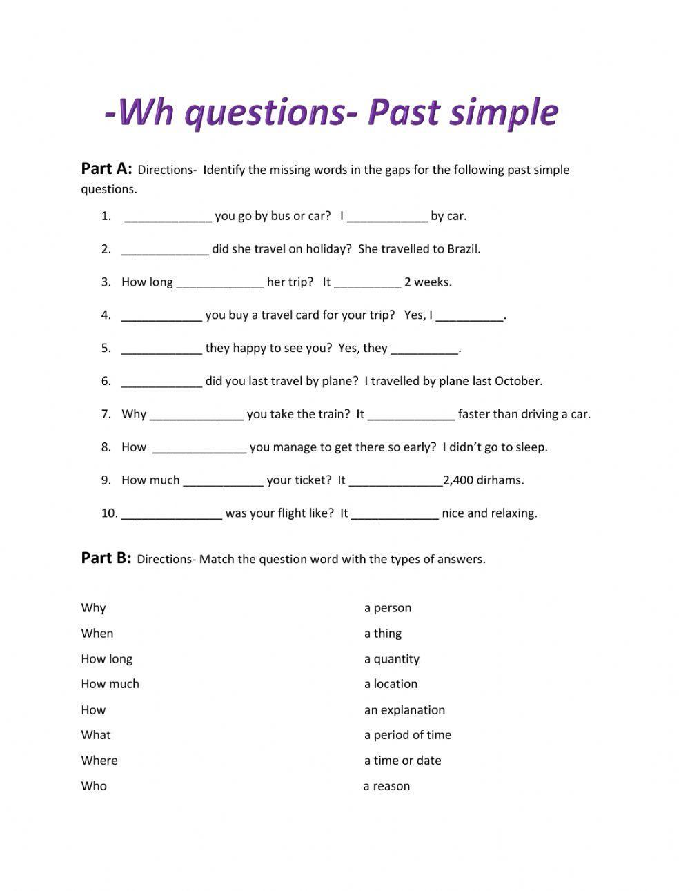 Past Simple Questions with Wh-words
