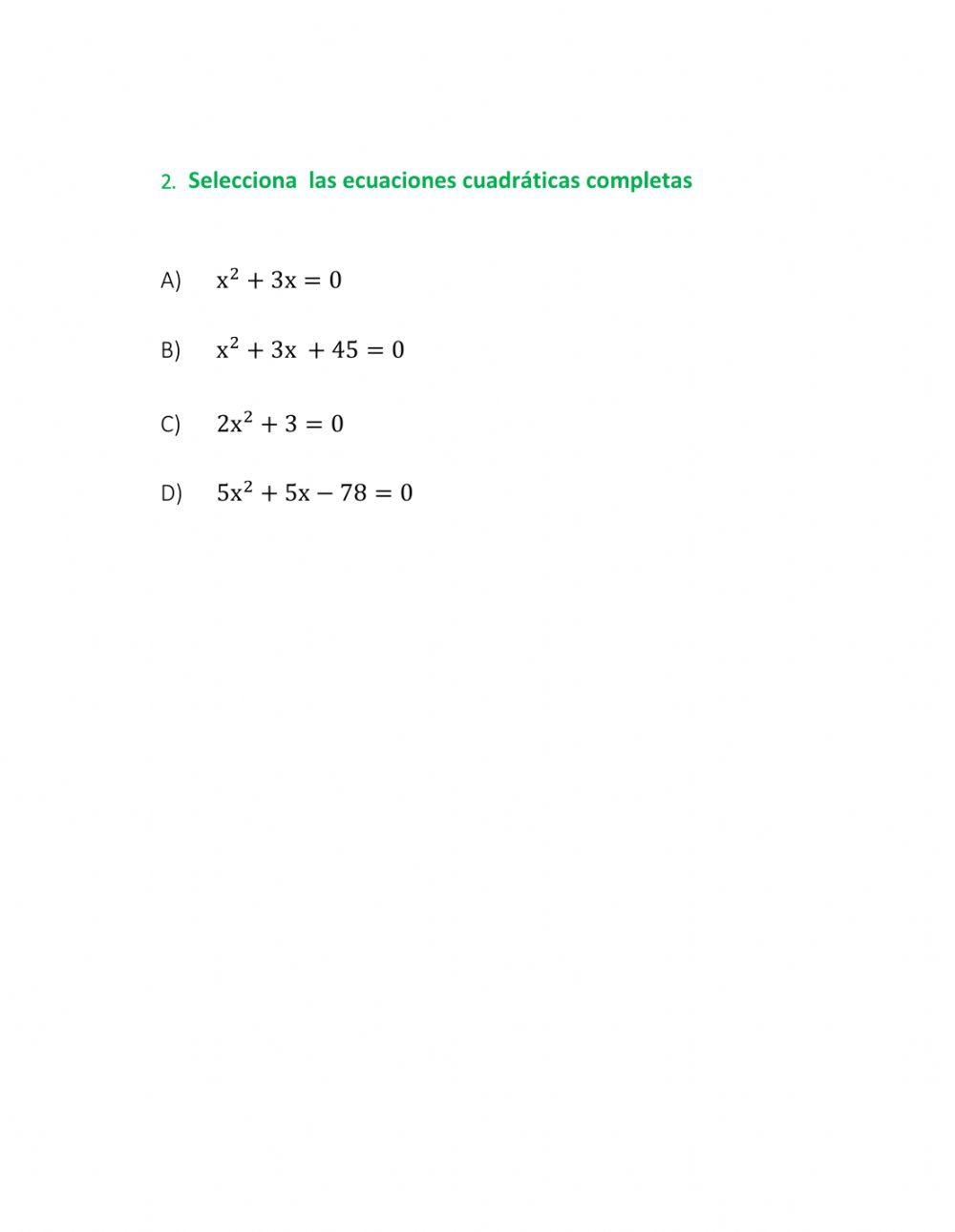 Ecuaciones cuadraticas 11e
