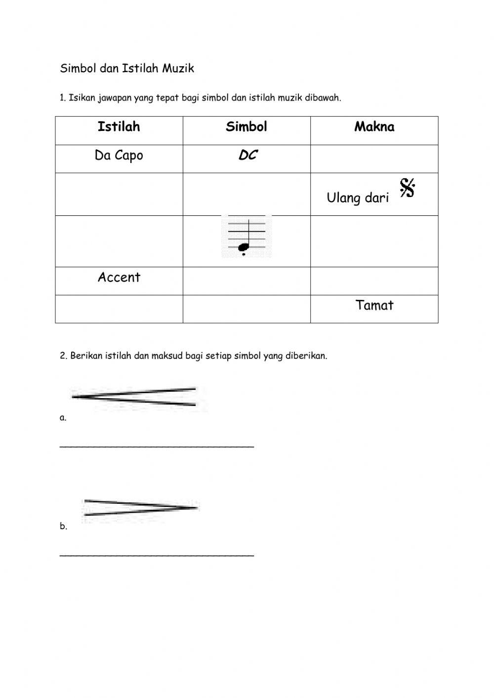 Simbol dan isitlah muzik