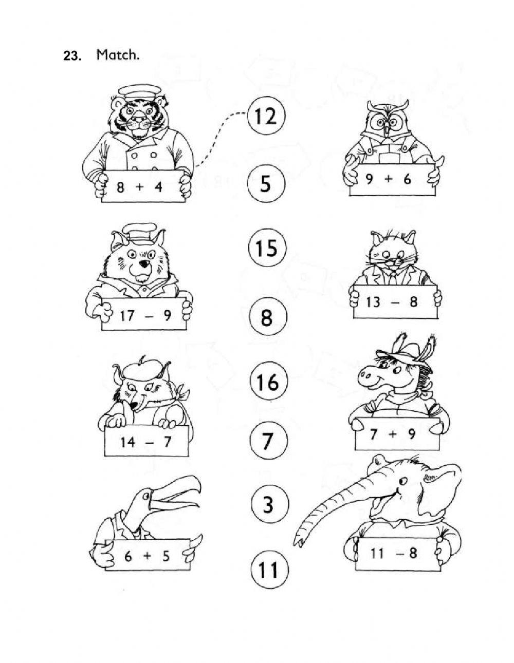 G1 Math Homework-Numbers to 20-Addition and Subtraction to 20