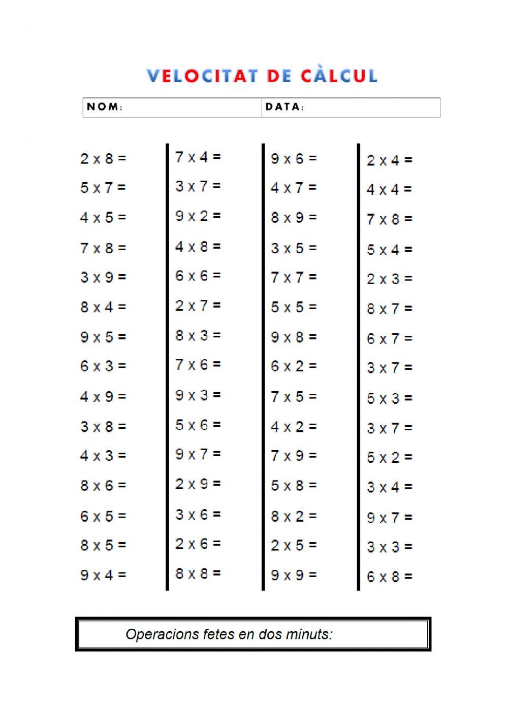 Càlcul ràpid: multiplicacions 2