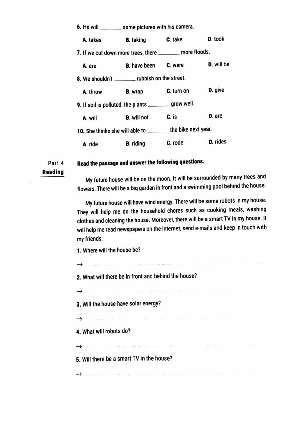 English 6 45' Test 26