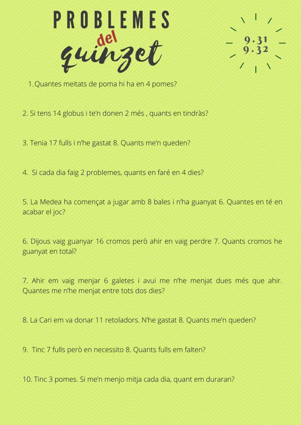 Problemes del quinzet 9.31 i 9.32