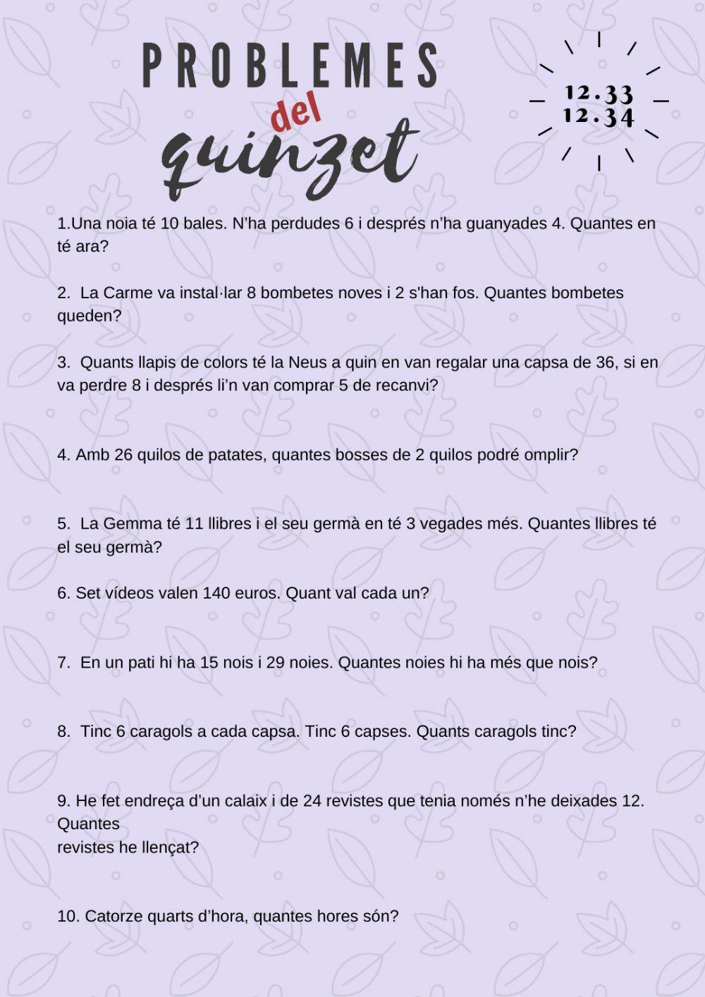 Problemes del quinzet 12.33 i 12.34