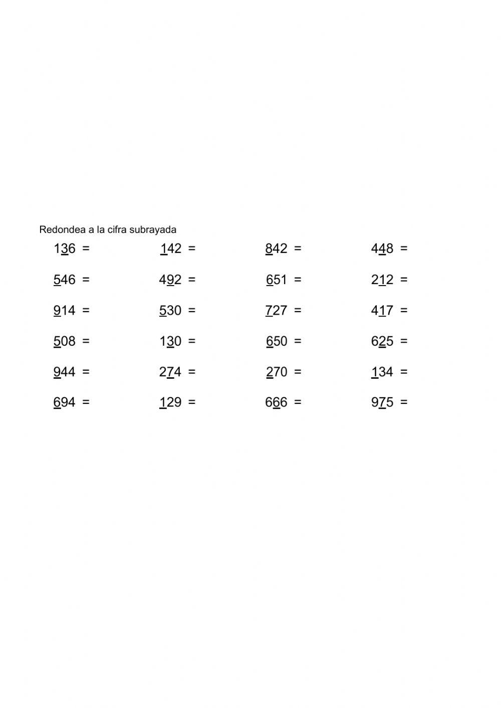 Redondeo a las decenas y a las centenas