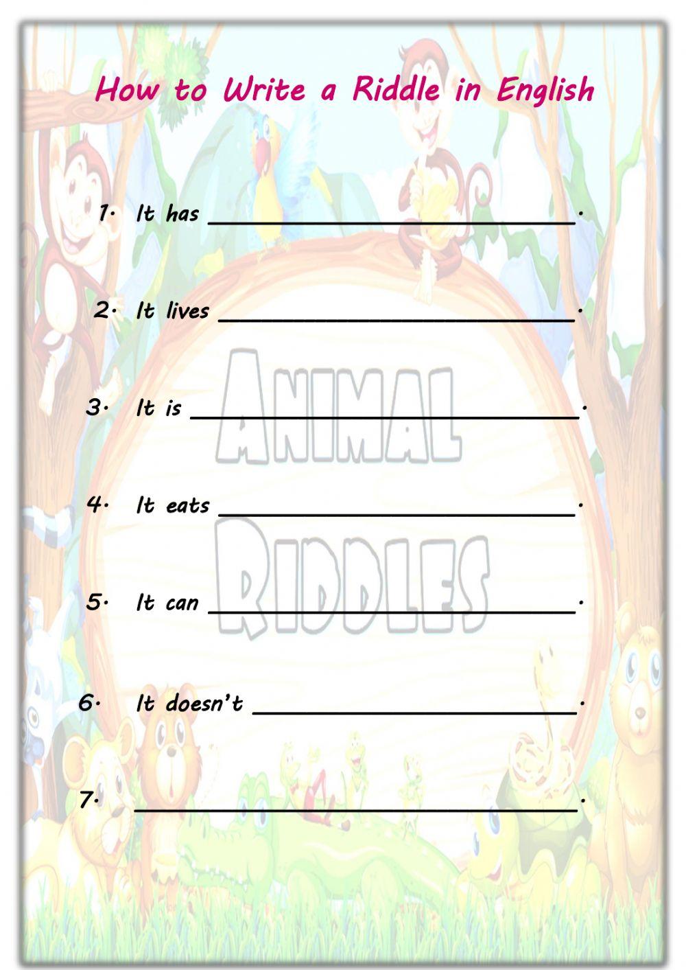 Animal Riddles online worksheet for grade 6 | Live Worksheets