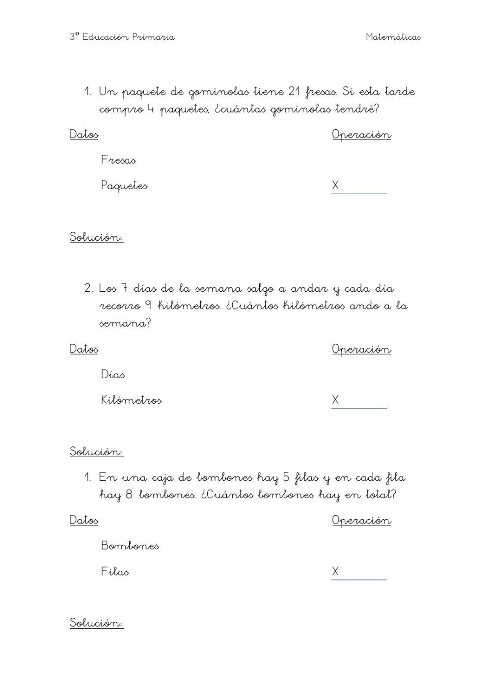 Problemas de multiplicación