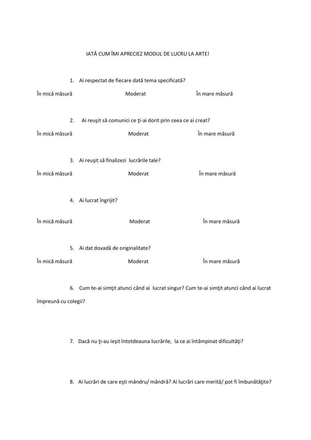 Iată cum îmi apreciez lucrările la Arte