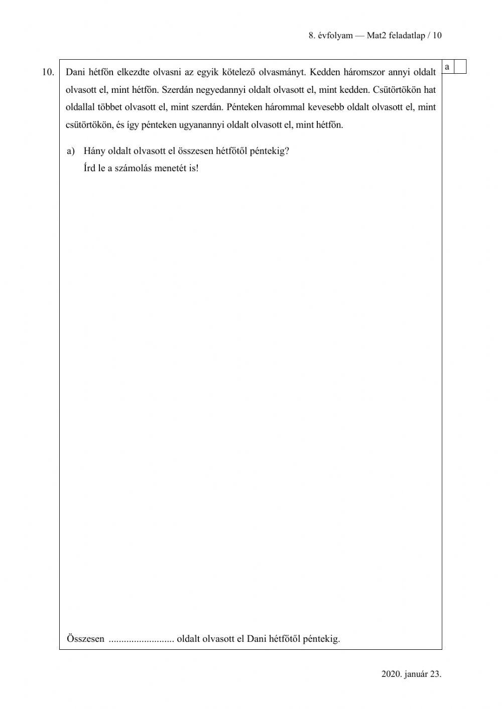 Matek központi pót 2020 2