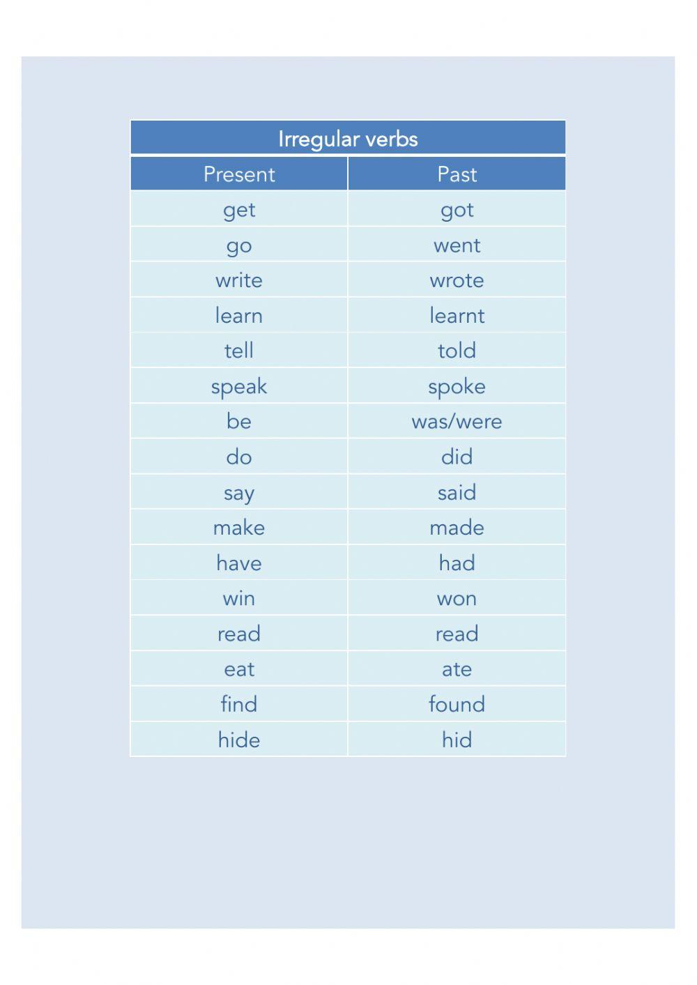 Irregular verbs