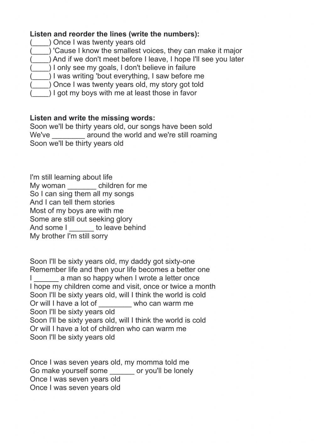 Past simple song (Lukas Graham - 7 years)