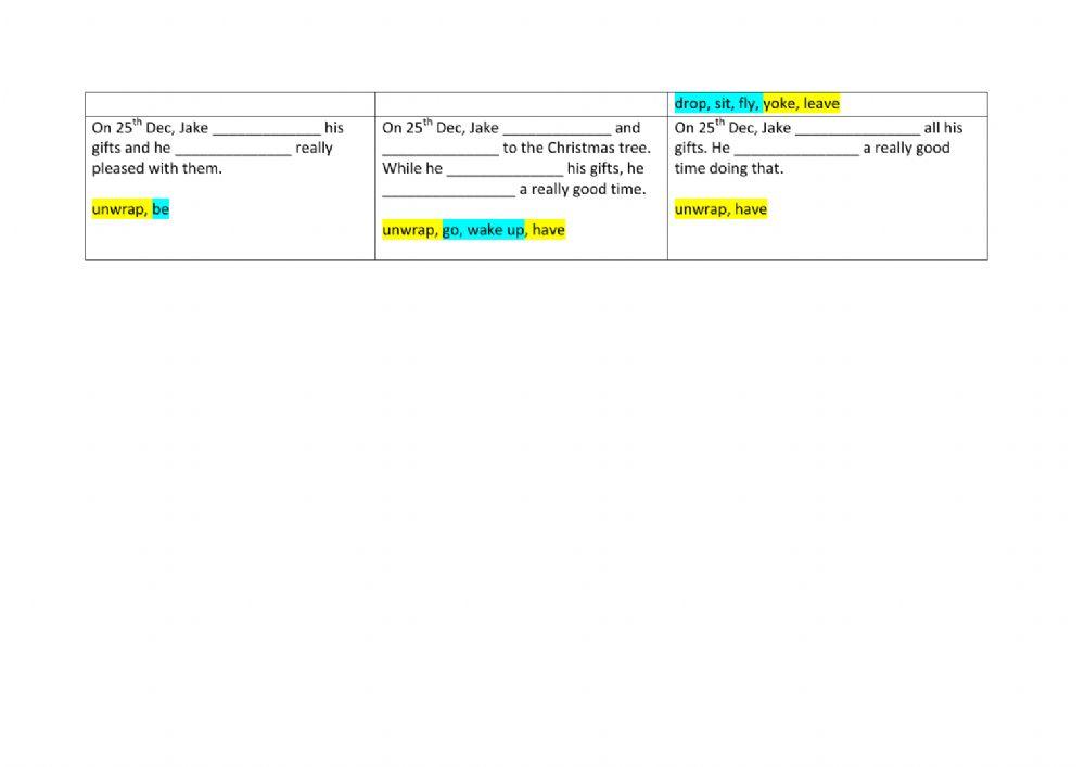 Christmas story - past tenses