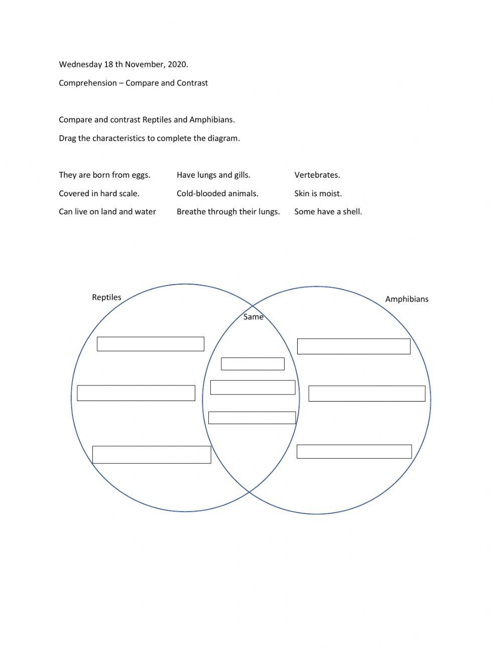 Compare and Contrast online exercise | Live Worksheets