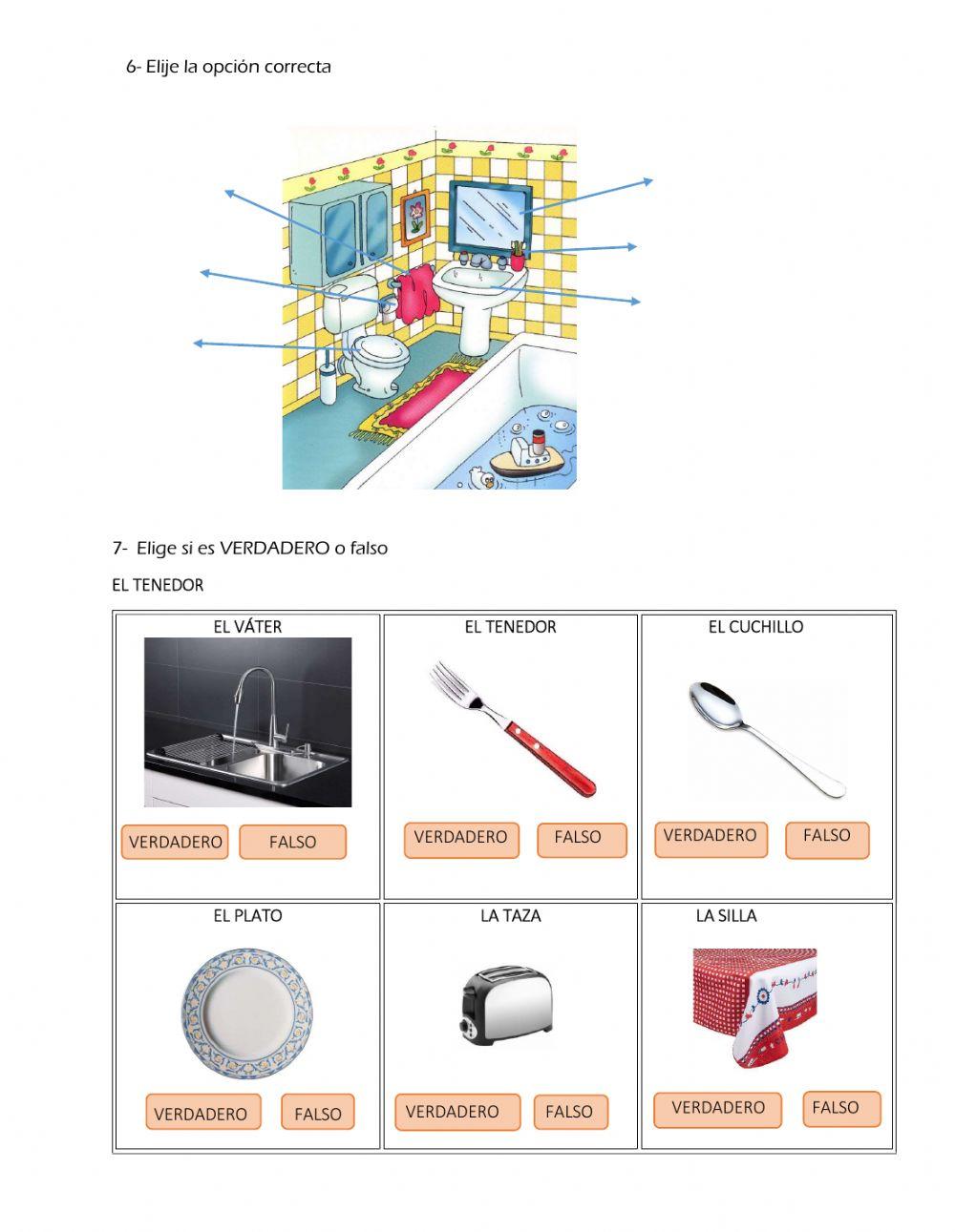 Test COLORES, NÚMEROS, LA CASA, ÚTILES, etc