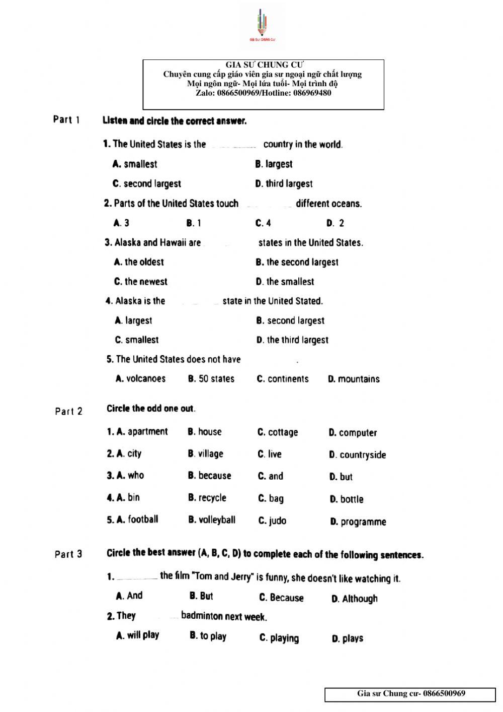 Lớp 6- Bài Kiểm Tra HK 2- lần 2