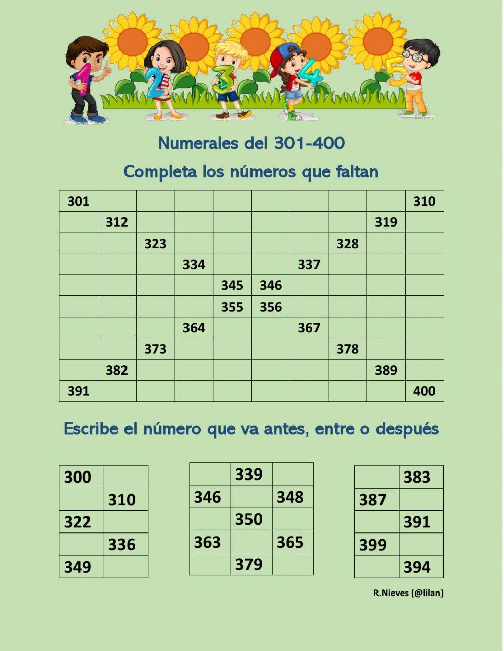 Números del 301 al 400