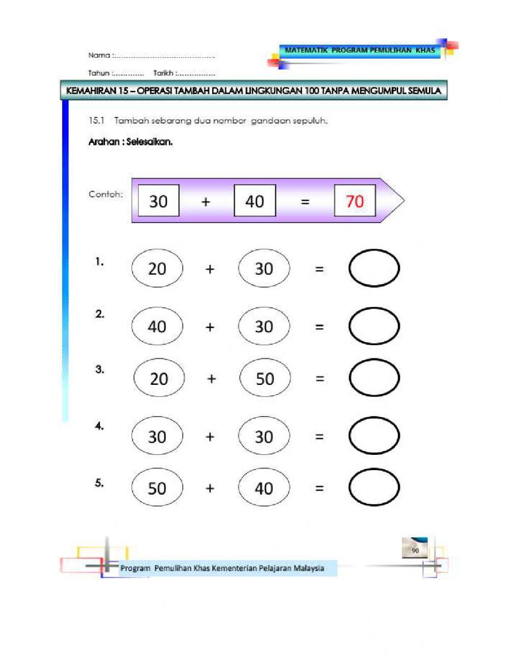 Tambah lingkungan 100 Tanpa Kumpul Semula - part 1