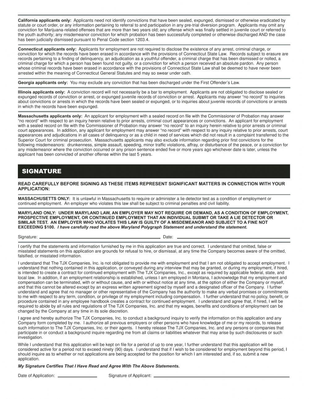 Marshalls TJ Maxx Home Goods Job Application Marshalls TJ Maxx Home Goods Job Application