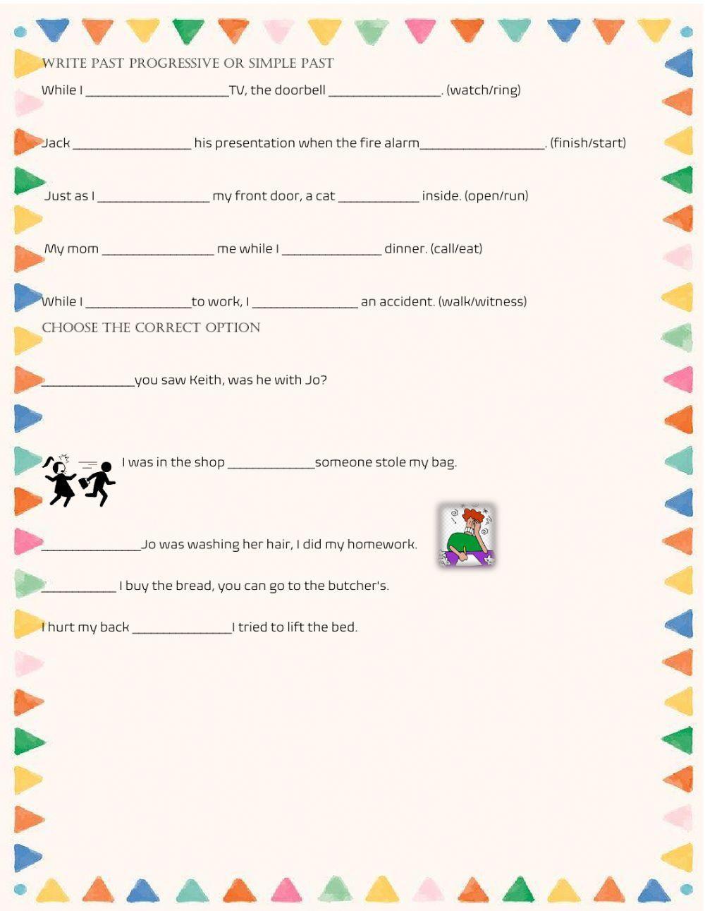 Past progressive- Simple past