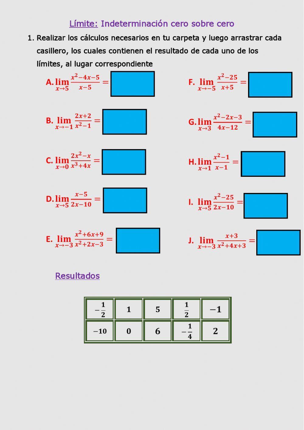 Limite. indetermnación cero sobre cero
