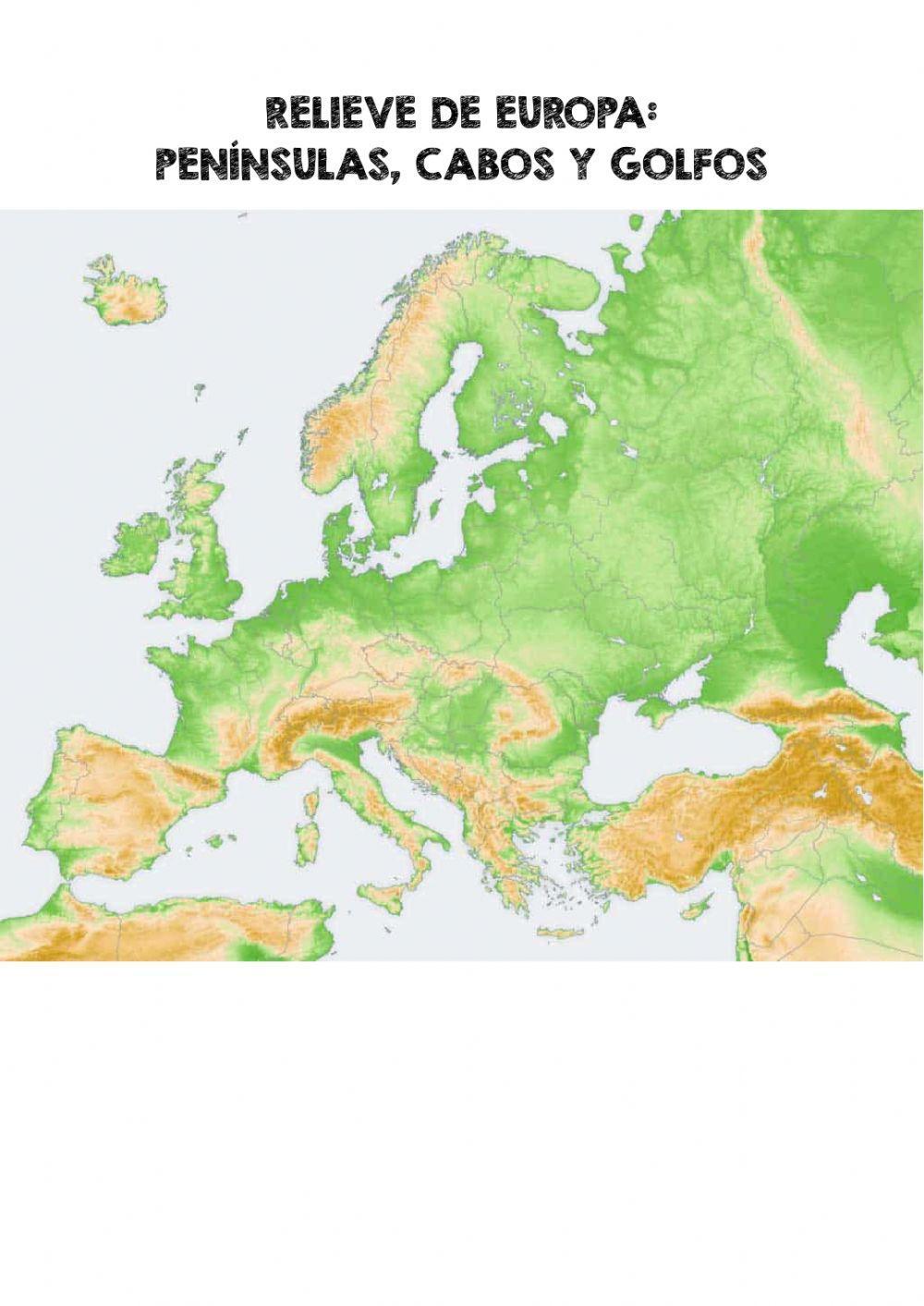 Relieve de europa:  penínsulas cabos y golfos